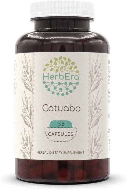 Catuaba 120 Capsules, 500 mg, Wildcrafted Erythroxylum catuaba Dried Bark