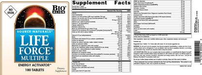 Source Naturals Life Force Multiple, No Iron – 180 Tablets