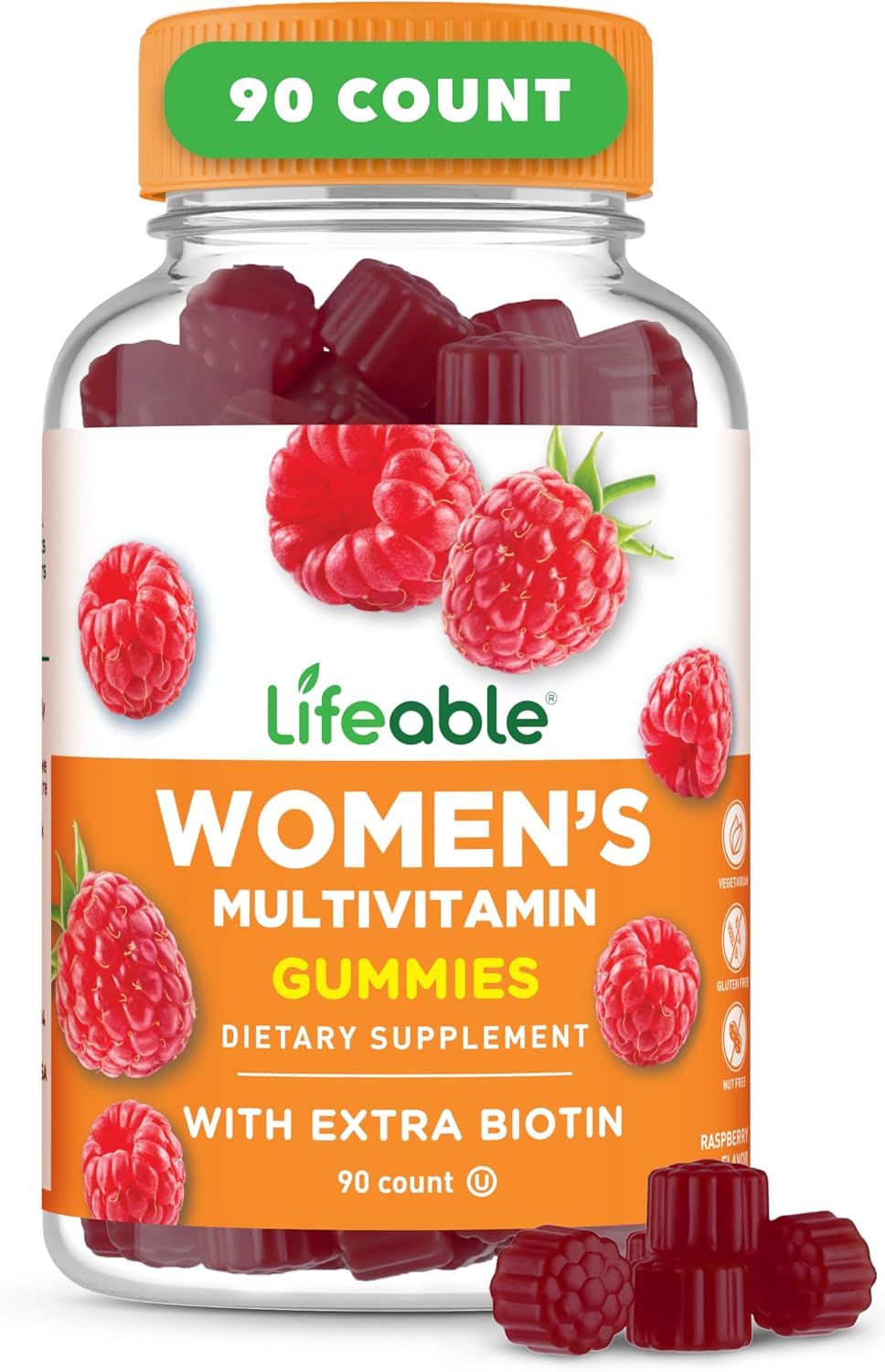Lifeable Women's Multivitamin Gummy | with Vitamin A, C, D, E, Niacin, B6, Folate, B12, Biotin, Pantothenic Acid, Iodine, Zinc | Great Tasting Multivitamin for Women Gummies | 90 Gummies - görsel 1
