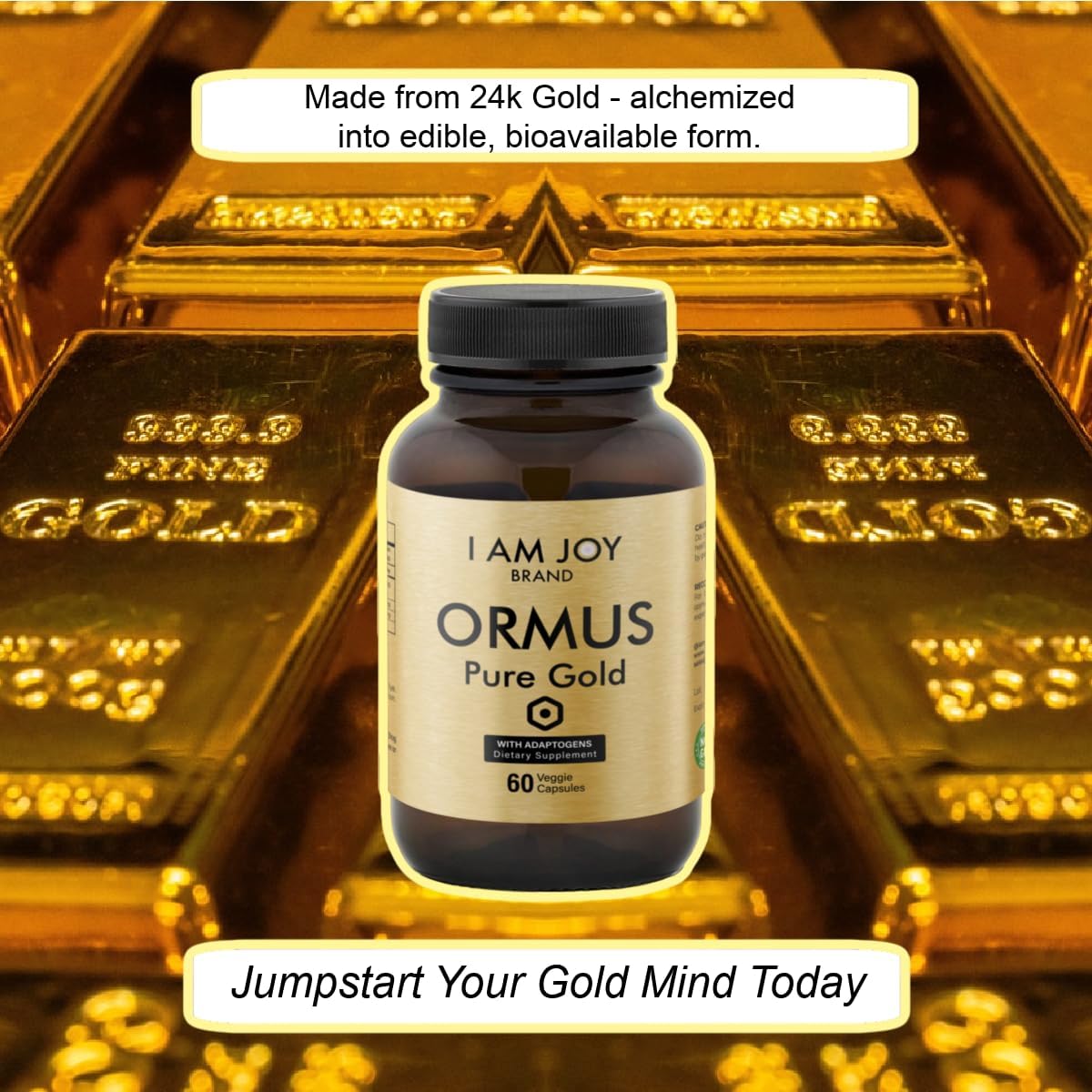 I Am Joy co. Ormus Gold Capsules - Monoatomic Elements with Adaptogens Maca and Ashwagandha, 60 Vegan Capsules - görsel 3