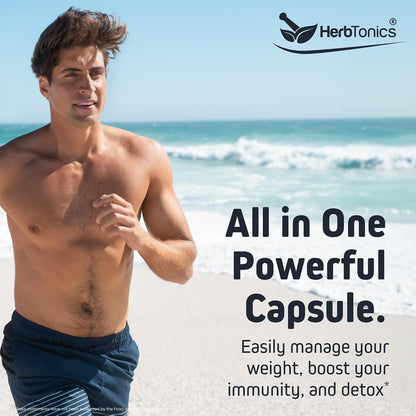 Herbtonics Sea Moss, Black Cumin Seed, Ashwagandha, Burdock Root & Apple Cider Vinegar Complex - 60 Capsules