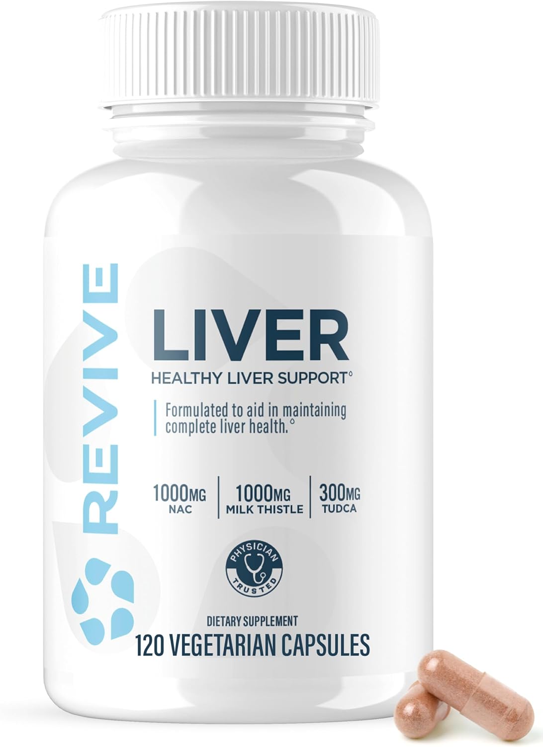Revive MD Natural Liver Support Supplement - Milk Thistle, NAC, TUDCA - 120 Capsules - görsel 1
