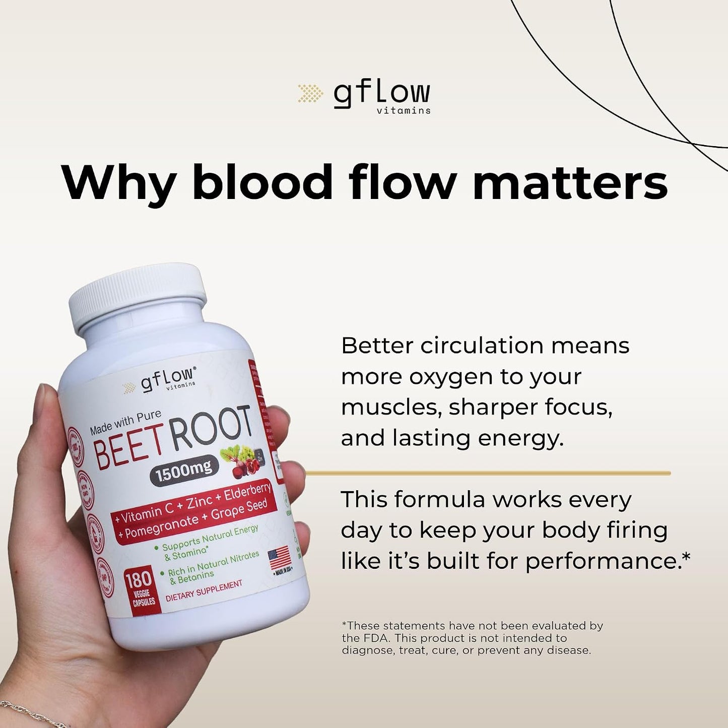 gflow vitamins Organic Beetroot Capsules with Vitamin C and Zinc - 180 Capsules - görsel 3