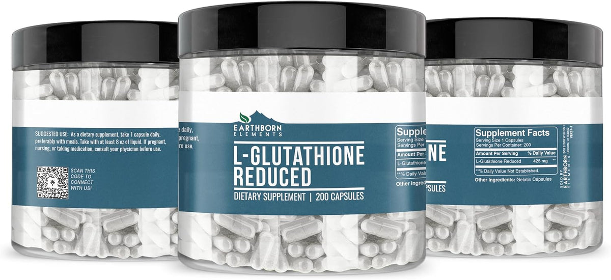 Earthborn Elements L-Glutathione Reduced, Pure & Undiluted, No Additives (200 Capsules) - görsel 4