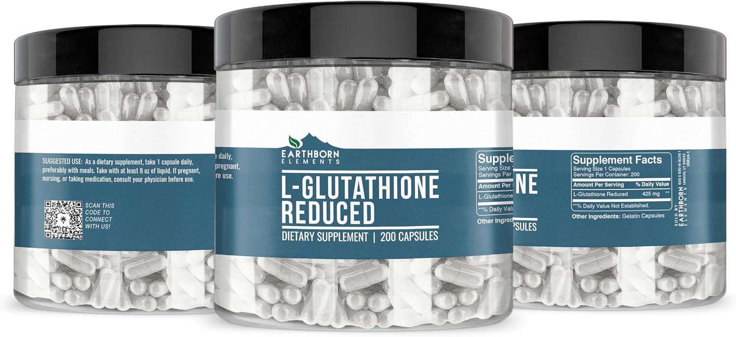 Earthborn Elements L-Glutathione Reduced, Pure & Undiluted, No Additives (200 Capsules) - görsel 4