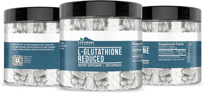 Earthborn Elements L-Glutathione Reduced, Pure & Undiluted, No Additives (200 Capsules)