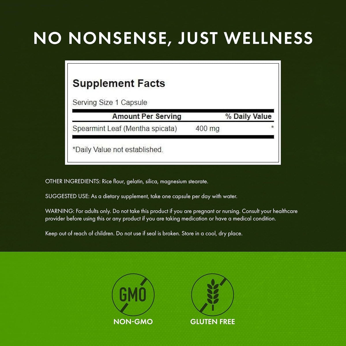 Swanson Spearmint Leaf Full Spectrum 400mg – 2 x 60 Capsules (120 Capsules Total) - görsel 2