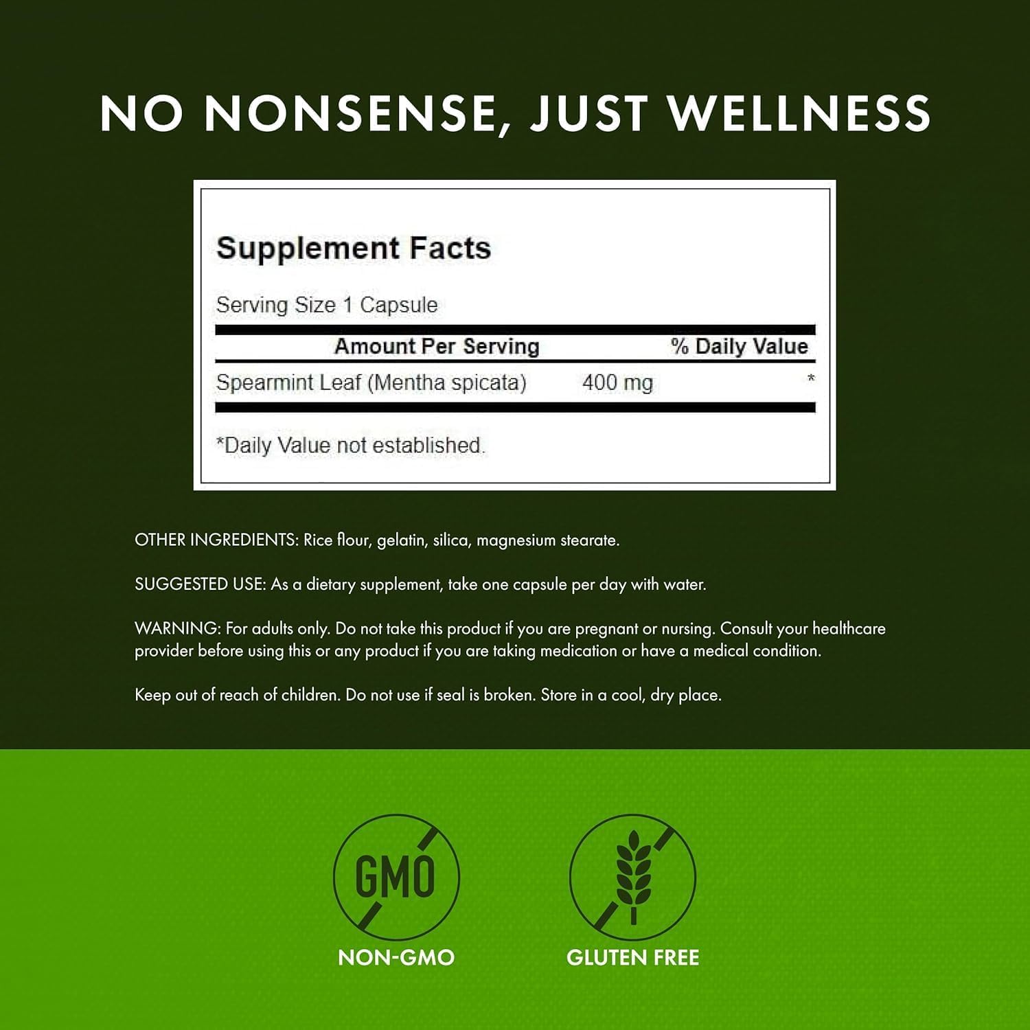 Swanson Spearmint Leaf Full Spectrum 400mg – 2 x 60 Capsules (120 Capsules Total) - görsel 2