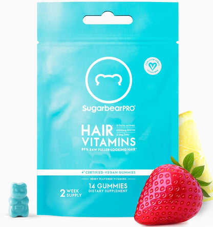 SugarbearPRO Hair Vitamin Gummy, Extra Strength Biotin 6000mcg, 14-Day Supply