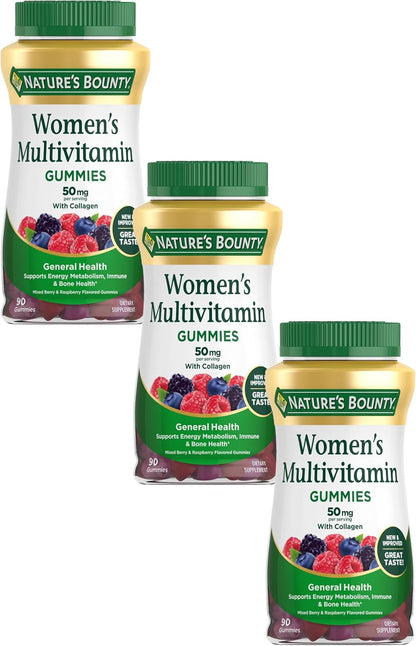 Nature's Bounty Women Multivitamin Gummies, Mixed Berry and Raspberry, 90 Count