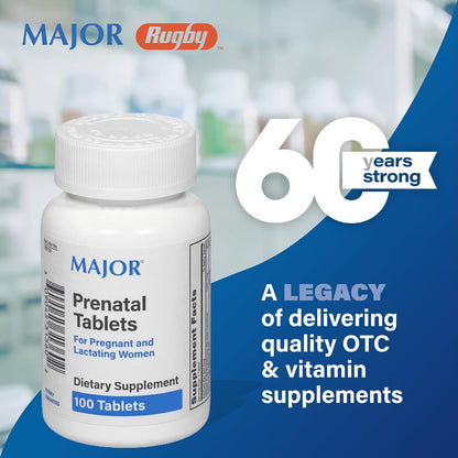 MAJOR Prenatal Tablets – Dietary Supplement for Pregnant and Breastfeeding Women, 100 Tablets