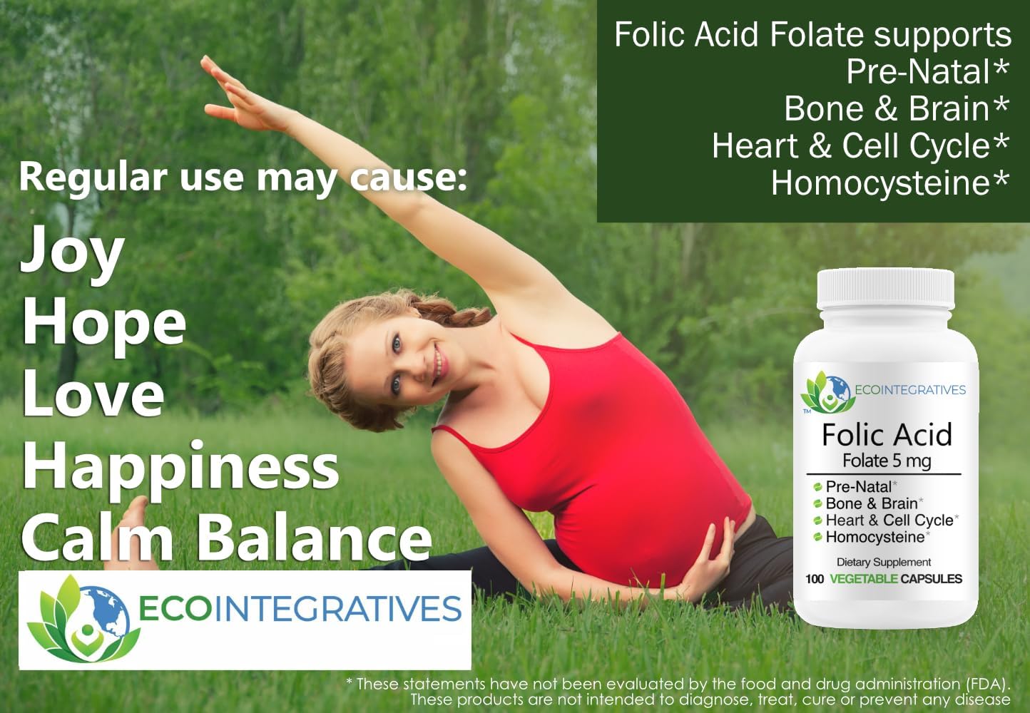 EcoIntegratives Folic Acid Folate 5mg (B9) – 100 Vegan Capsules - görsel 5