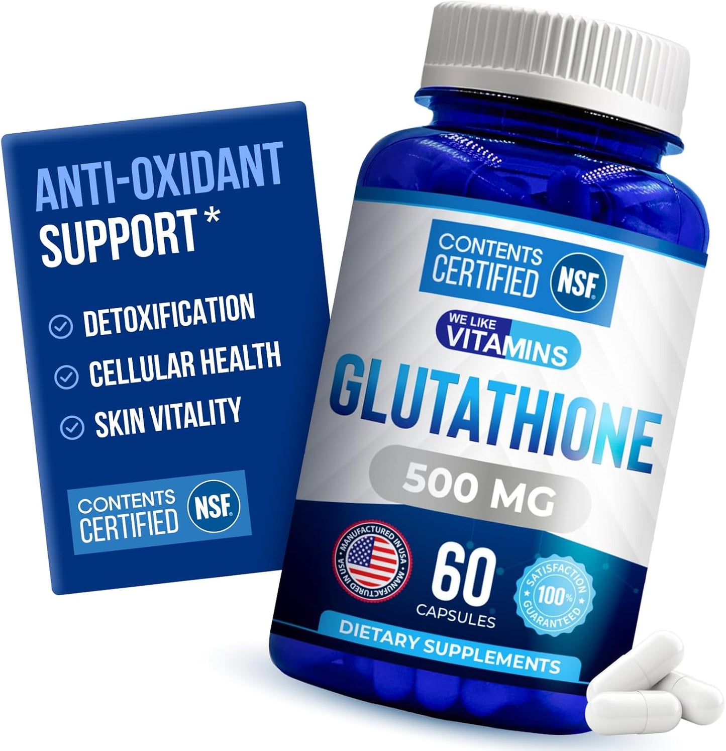 We Like Vitamins NSF Certified Glutathione Supplement - 500mg, 200 Capsules - görsel 10
