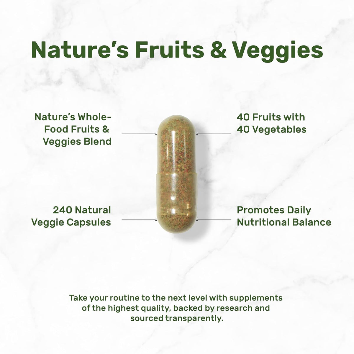 Nature’s Fruits & Veggies Supplement, 240 Veggie Capsules – 80 Whole Food Superfoods for Daily Balance – Non-GMO, Gluten-free - görsel 3