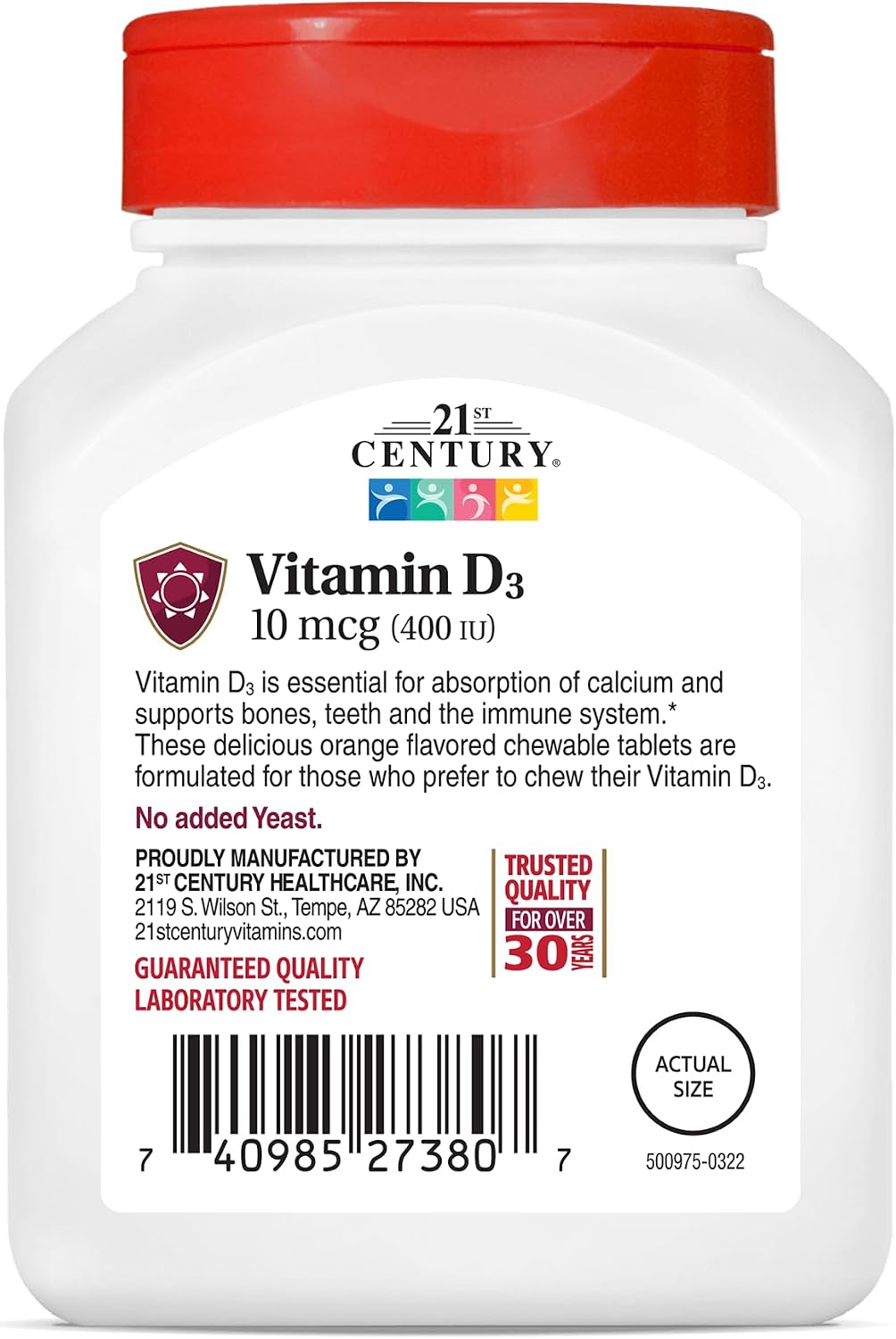 21st Century Vitamin D 400 IU Orange Chewable Tablets, 110 Tablets (2 Pack) - görsel 4