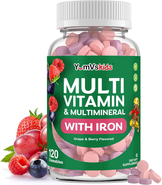 YumVs Kids Multivitamin with Iron & Minerals – Iron: Essential for red blood cell formation and cognitive – Image 1