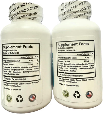 Memotenz Brain Function Supplement – 2-Pack (120 Capsules) – Brain Booster for Memory, Focus and Mental Clarity