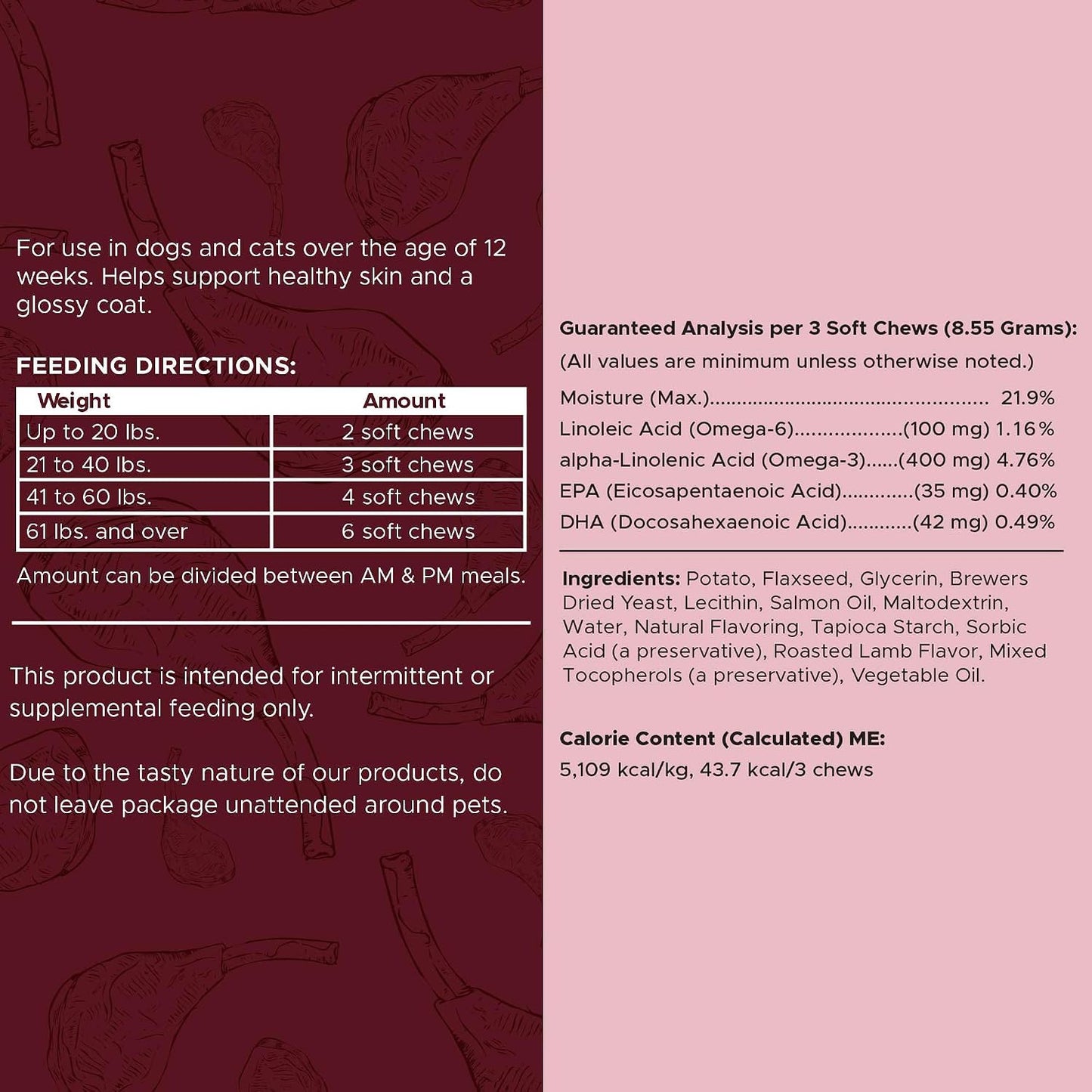 Salmon Oil for Dogs – Soft Chews with Omega-3 & 6, Vitamins, and Minerals (180 Chews, Lamb Flavour) - görsel 7