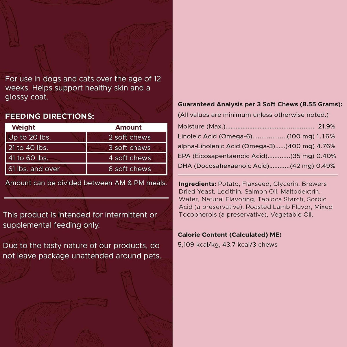 Salmon Oil for Dogs – Soft Chews with Omega-3 & 6, Vitamins, and Minerals (180 Chews, Lamb Flavour) - görsel 7