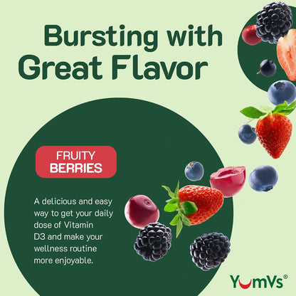 YUM-V'S Vitamin D3 Gummies 5000 IU - Immune Support & Bone Health - Non-GMO, Gluten-Free (60 Count)