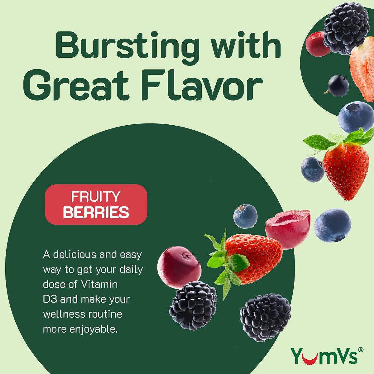 YUM-V'S Vitamin D3 Gummies 5000 IU (125 mcg) – For Normal Immune Function & Bone Health – Non-GM, Gluten-Free, 120 Count - görsel 3