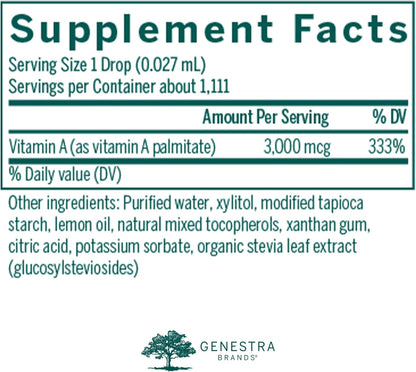 Genestra Brands A-Mulsion – Vitamin A Liquid Supplement, Citrus Flavour, 30 ml