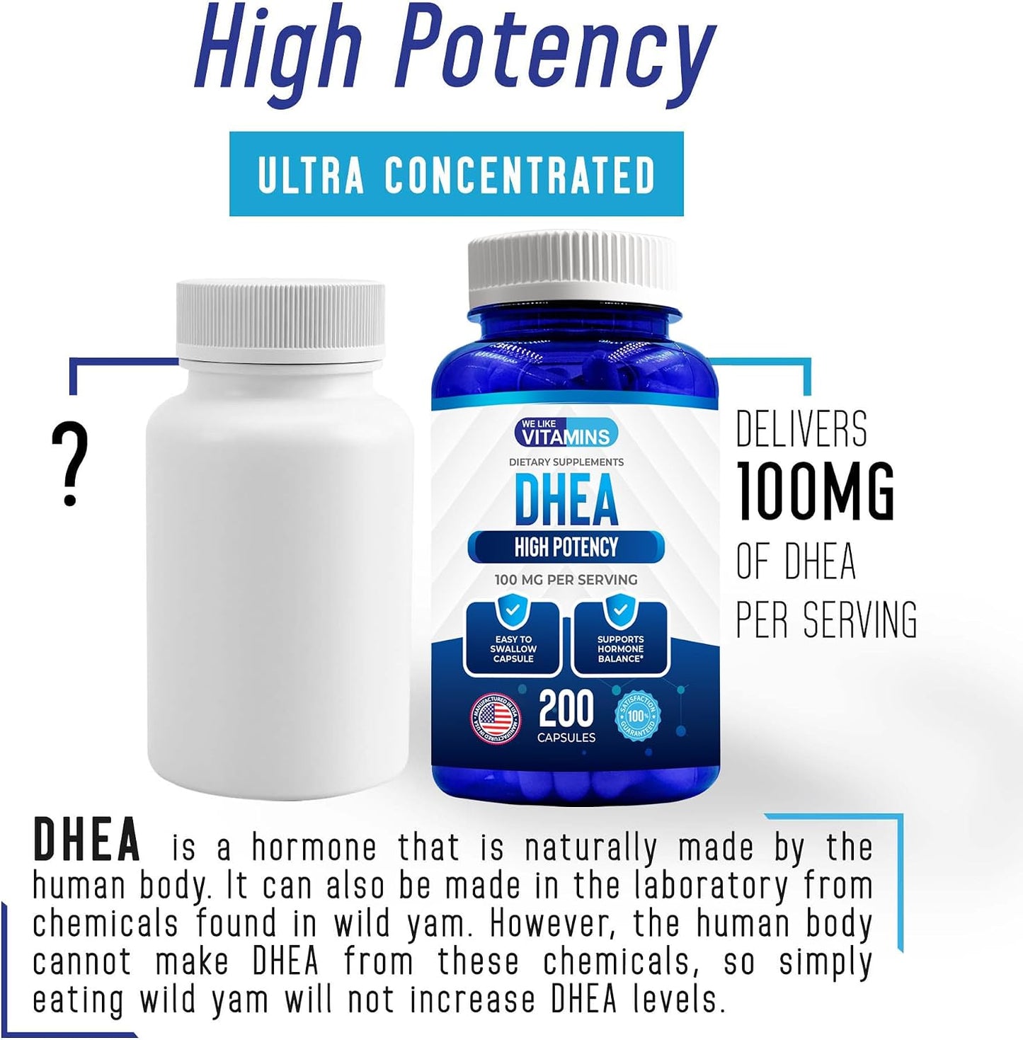 We Like Vitamins DHEA 100mg 200 Capsules - Hormone Support & Vitality - görsel 3