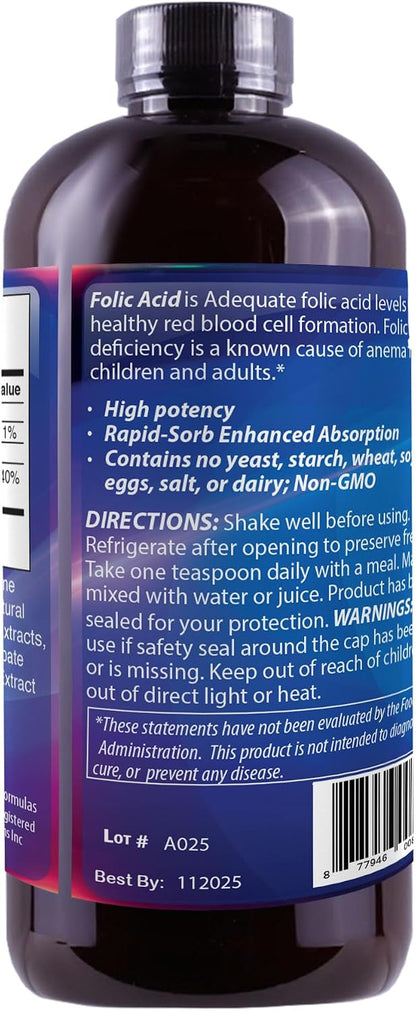 Liquid Folic Acid 800 mcg, 8 oz