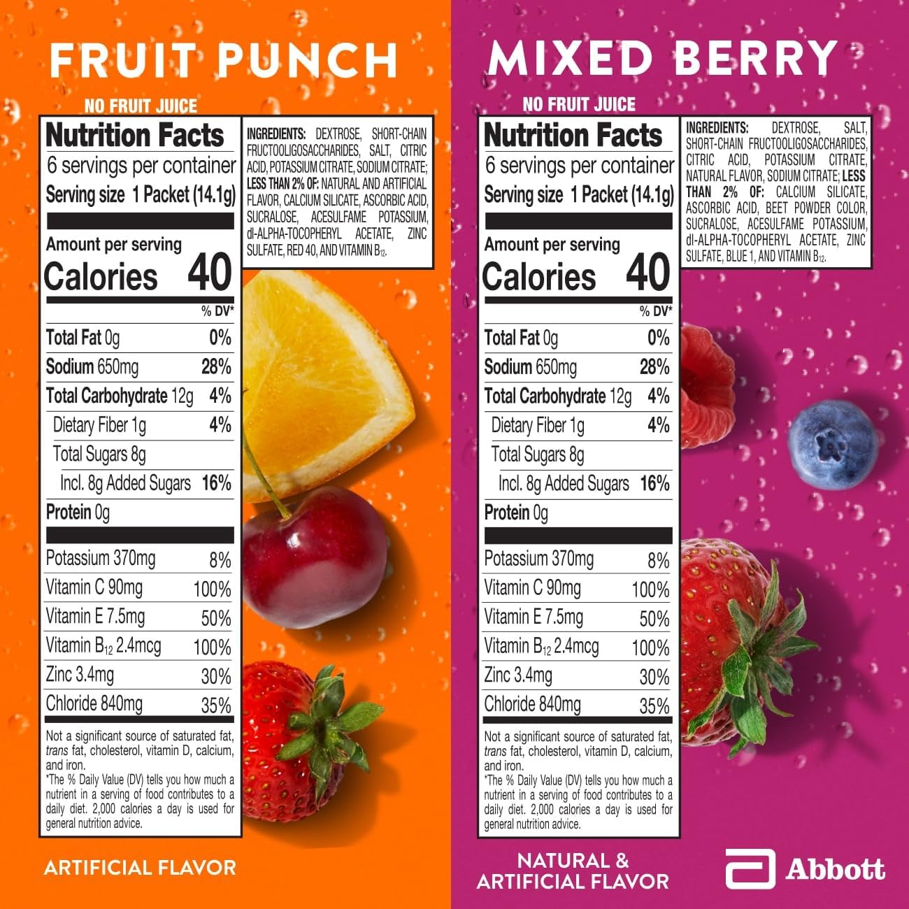 Pedialyte with Immune Support, Electrolyte Drink Powder Variety Pack (Fruit Punch & Mixed Berry) - 24 Sachets - görsel 5