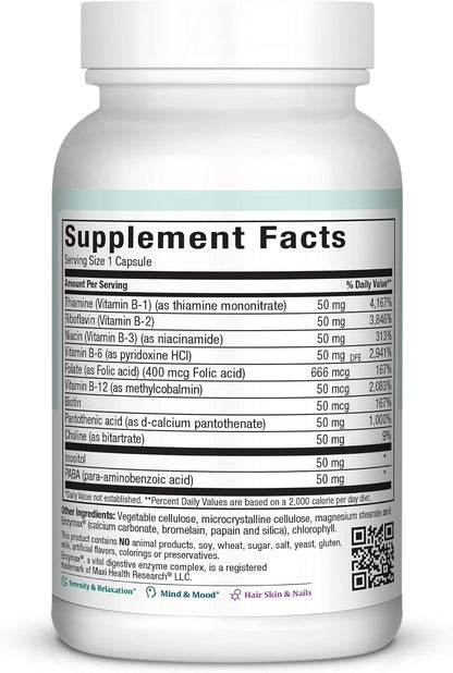 Maxi Health B-50 High Potency B Complex – 100 Capsules