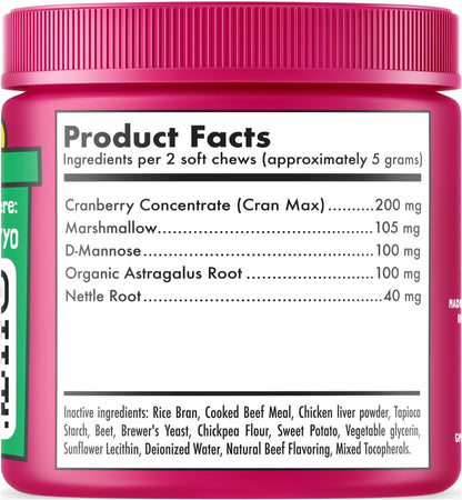LEGITPET Cranberry UTI Chews for Dogs with D-Mannose – Bladder Support, 120 Soft Chews