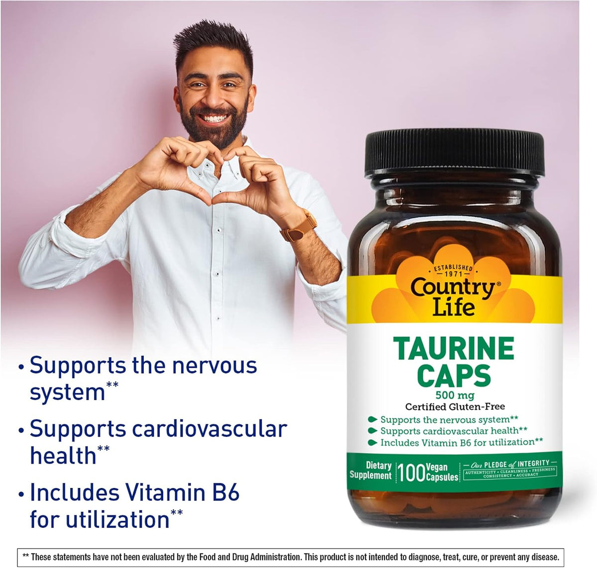 Country Life Taurine 500mg – 100 Capsules - görsel 4