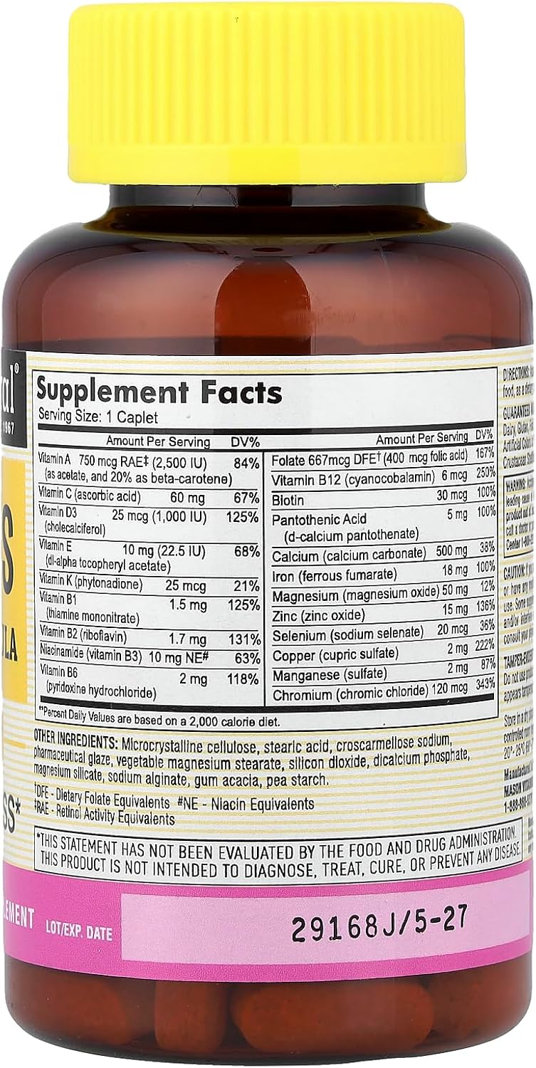 MASON NATURAL Women's Daily Multi Formula, 90 Caplets - görsel 2