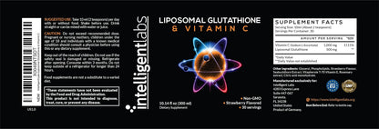 Intelligent Labs Liposomal Glutathione + Vitamin C, Advanced Liquid Antioxidant Formula, 500 mg Reduced L-Glutathione and 1000 mg Vitamin C per Serving, 30 Servings, Soya-free