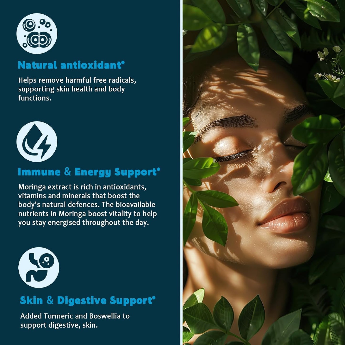 (2 Pack) Organic Moringa Leaf Extract Liquid Drops with Turmeric, Boswellia – Energy, Antioxidant, Skin & Immune Support – Vegan, Sugar-Free, 30 ml - görsel 6
