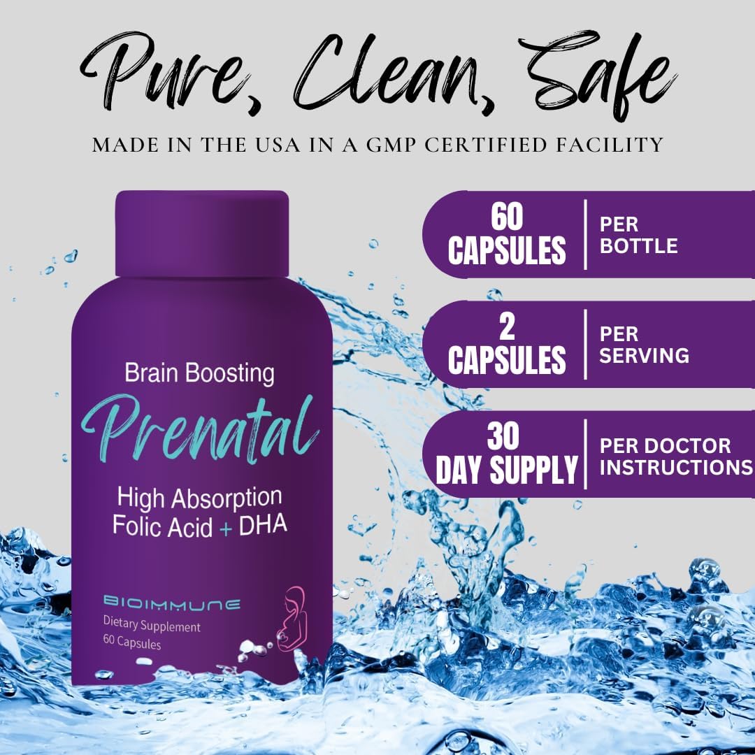 BioImmune Ultra Strength Bio-Available Prenatal Vitamins for Women - Naturally Occurring Methylated Folate, DHA Omega 3 - Supports Brain Development and Healthy Foetal Development - görsel 5