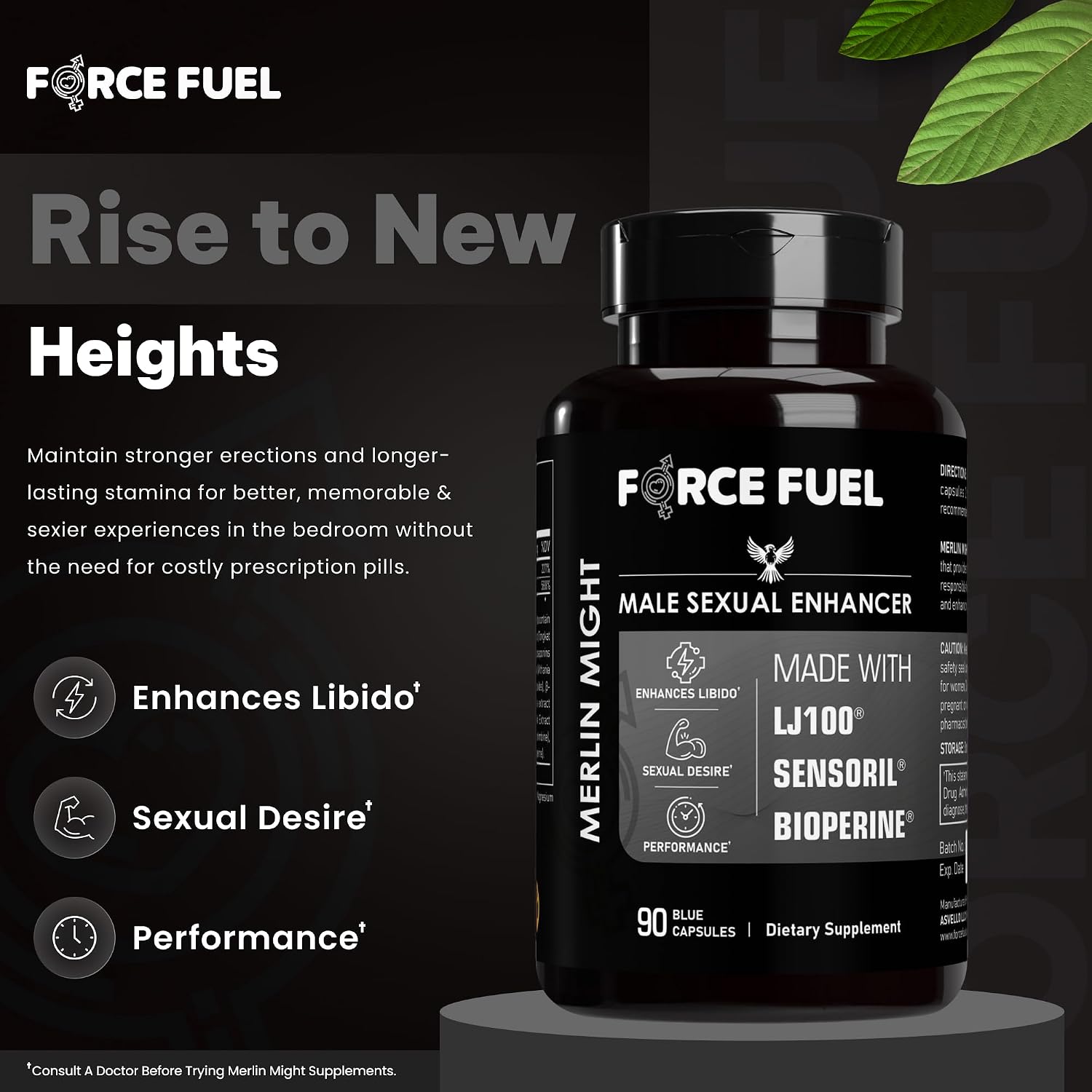 Force Fuel Merlin Might – Male Performance Support Supplement with Tongkat Ali and Ashwagandha - görsel 2