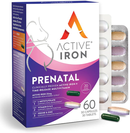 Active Folic Acid Supplement, 400mcg L-Methylfolate, Supports Pregnancy & Energy, Vegan, 60 Capsules