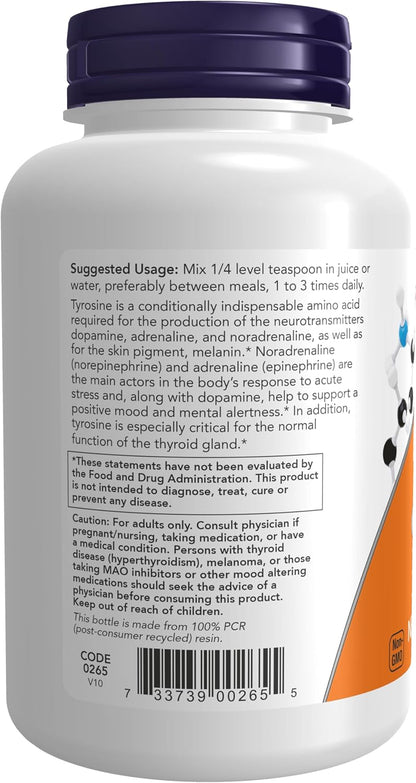 NOW Foods L-Tyrosine Powder, Free-Form, 113 g