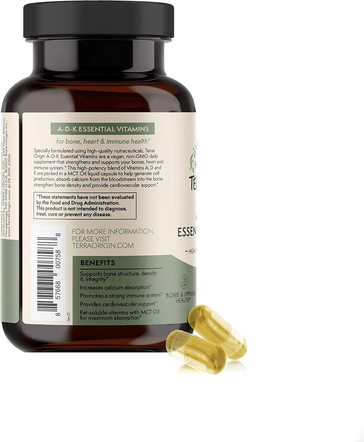 TERRA ORIGIN ADK Essential Vitamin Supplement, 60 Liquid Capsules - görsel 4