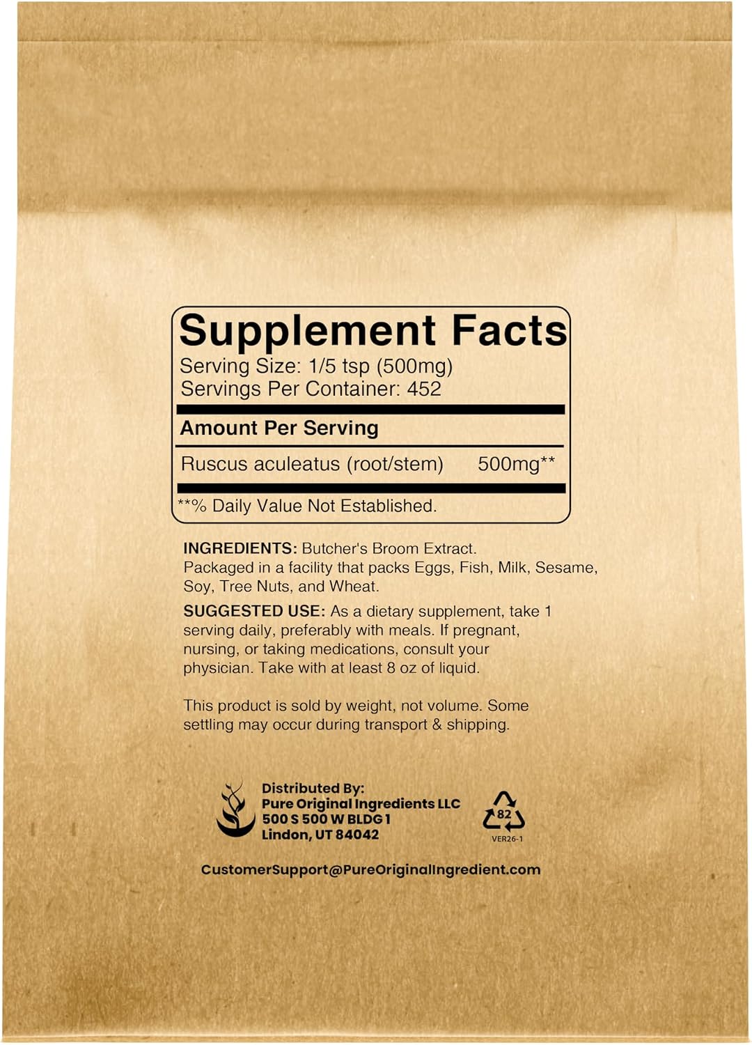 Pure Original Ingredients Butcher's Broom (226 g) Non-GMO Herbal Root Extract - görsel 2