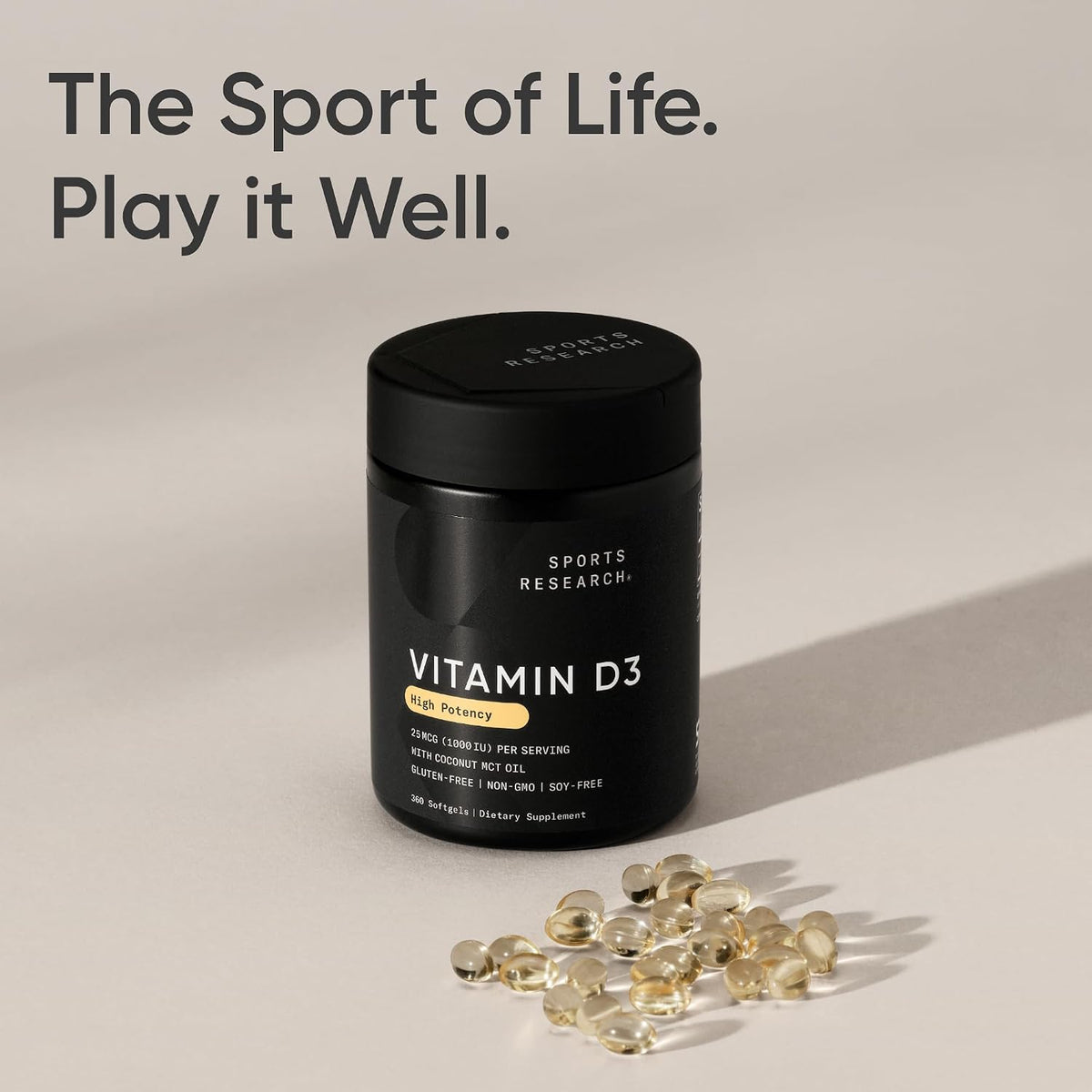 Sports Research Vitamin D3 1000 IU with Coconut MCT Oil - 360 Softgels - görsel 7