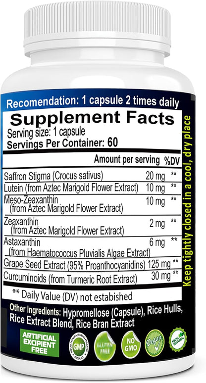 Vision Max 20/20 Visual Performance Support Eye Supplement - Supports Eye Health, Visual Comfort & Focus (60 Capsules)