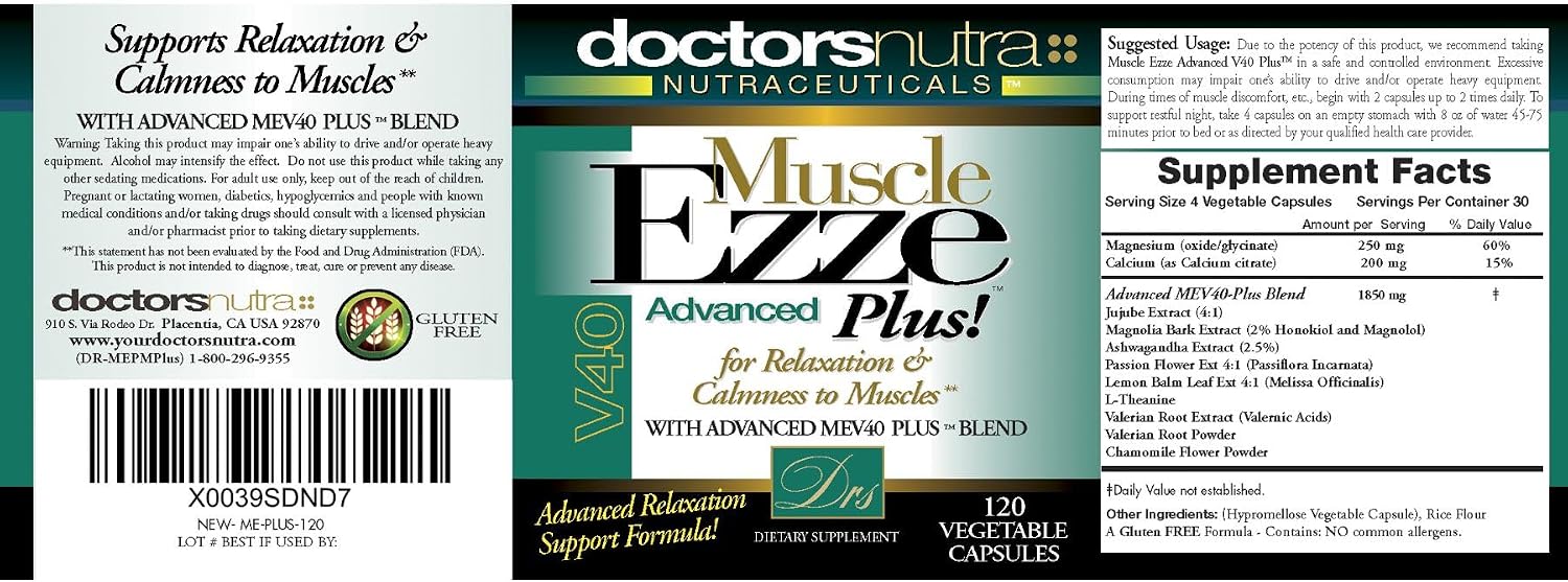 Muscle Ezze Plus - Day or Night Uses - Gluten-Free - 120 Veg. Capsules - görsel 2