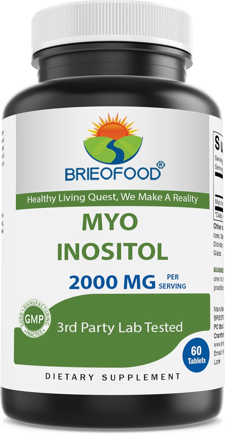 Brieofood Myo Inositol 2000 mg per Serving - 60 Tablets - Third-Party Laboratory Tested - görsel 1