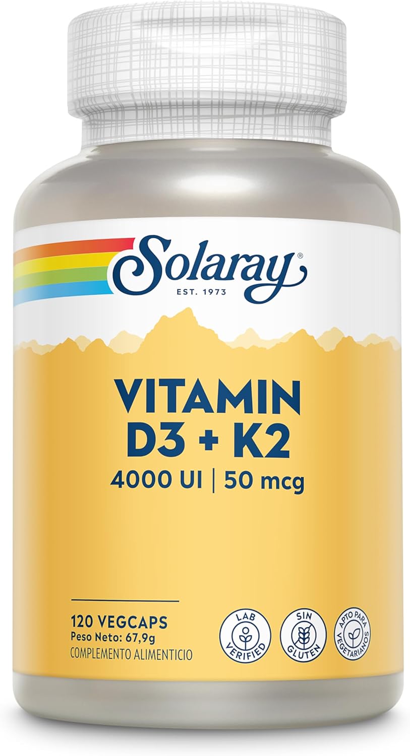 Solaray Vitamin D3 K2 – 5000 IU & 50 mcg Vitamin K2 MK-7, 120 Vegetarian Capsules - görsel 1