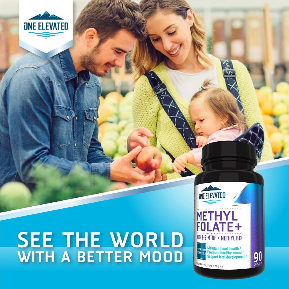 One Elevated Double Strength Methyl Folate with B12, B6, B2, B1, and Niacin - 90 Capsules (3-Month Supply) - görsel 6