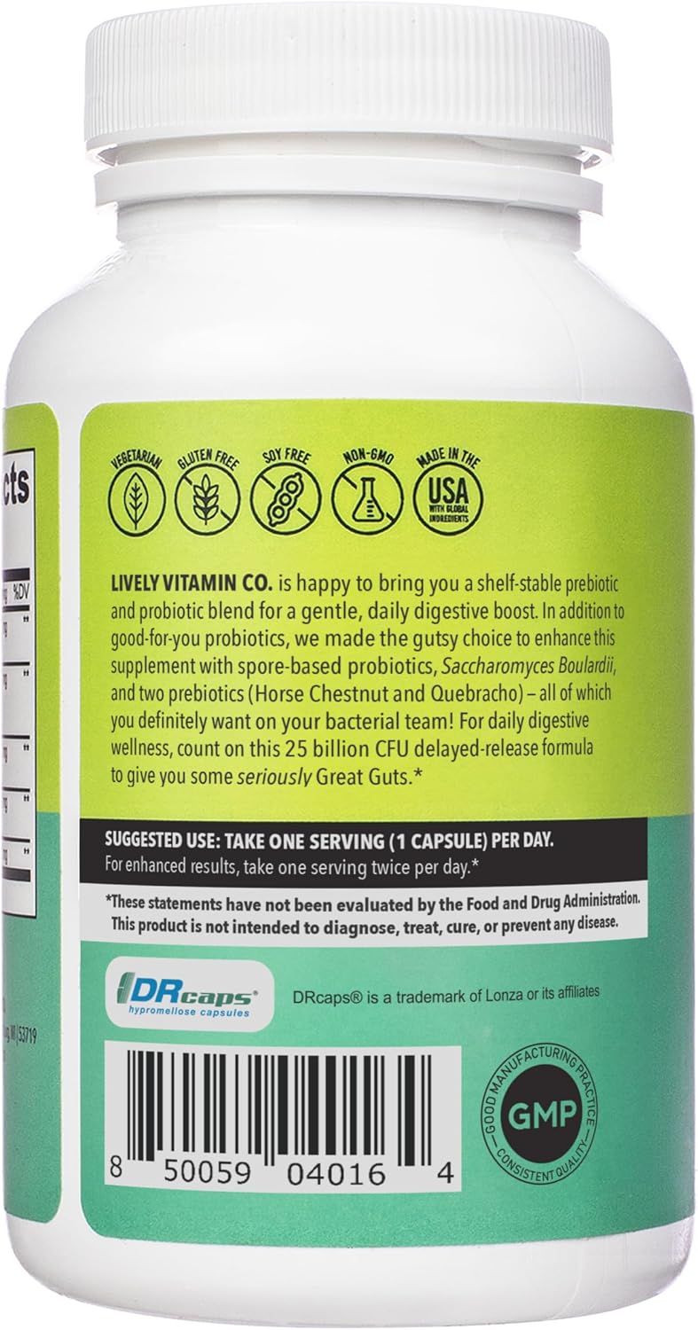 Lively Vitamin Co. Great Guts Probiotic - 25 Billion CFU - 90 Capsules - görsel 3