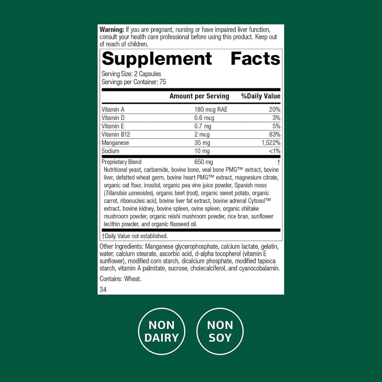 Standard Process Ligaplex II - Joint & Bone Support - Manganese Food Supplement with Vitamins B12, A & D - 150 Capsules - görsel 2