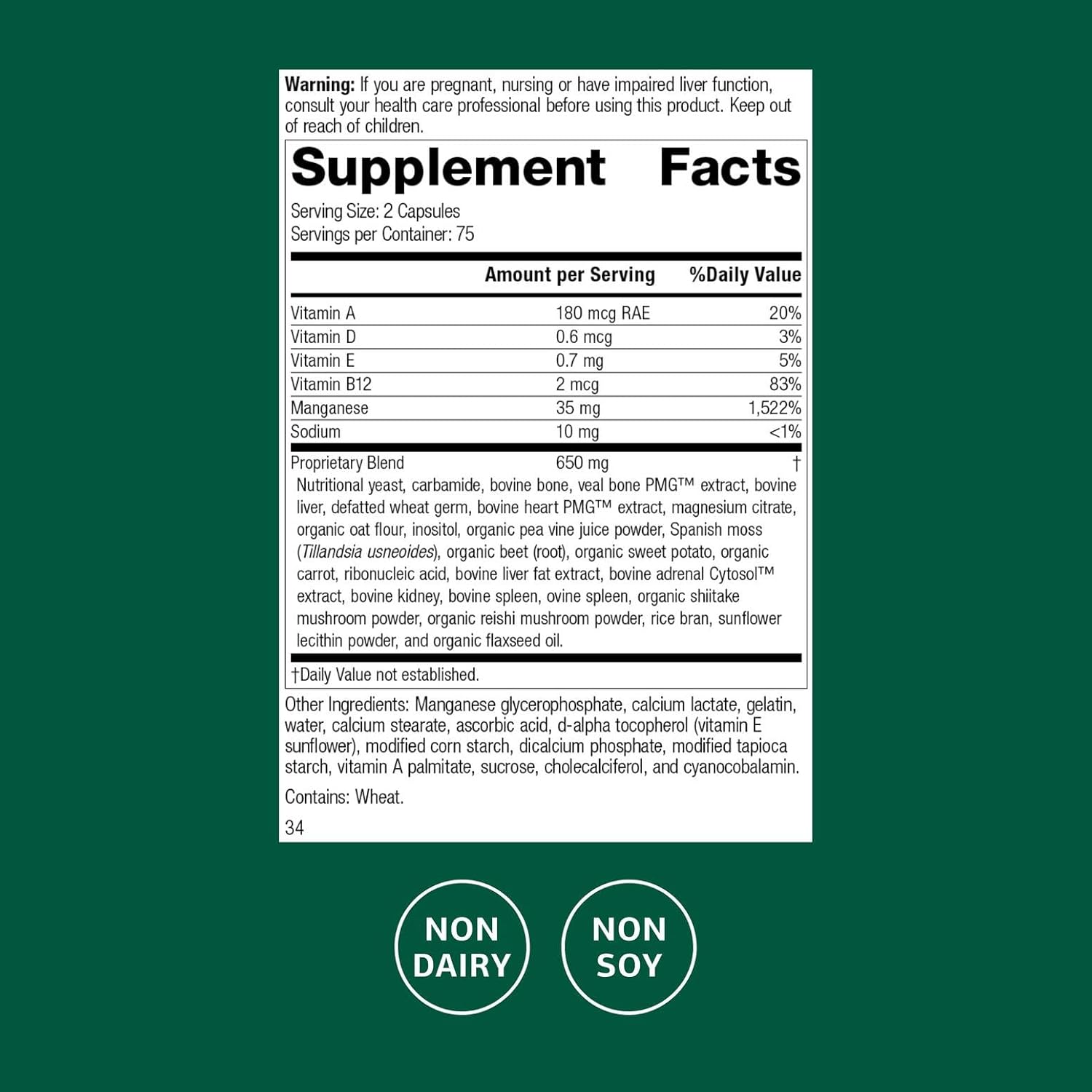 Standard Process Ligaplex II - Joint & Bone Support - Manganese Food Supplement with Vitamins B12, A & D - 150 Capsules - görsel 2